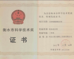 衡水市科技進(jìn)步三等獎證書(shū)